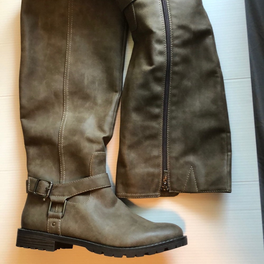 Stone grey Bass knee high boots